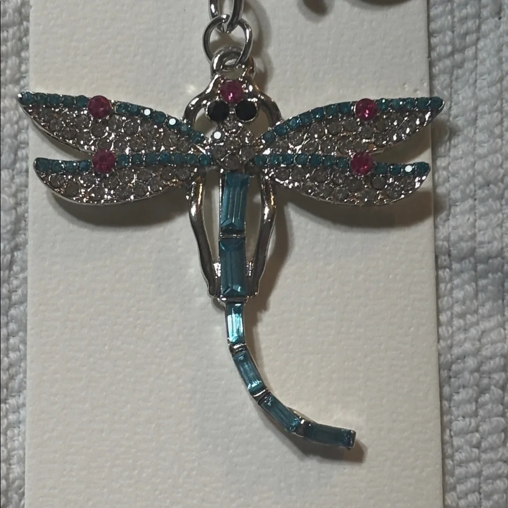 Silver and Blue Dragonfly Key Holder